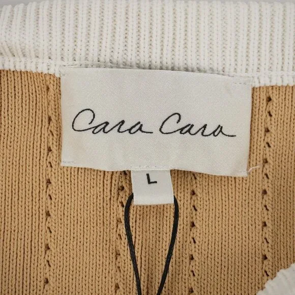 Cara Cara Aurora Two-Tone Striped Midi Dress In Tan Ivory Size Large (NWD) - Picture 6 of 11